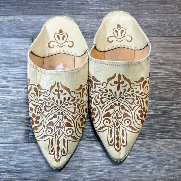 Elaymani guir vintage genuine leather slides woman’s size 10 (d72) - Picture 3 of 6